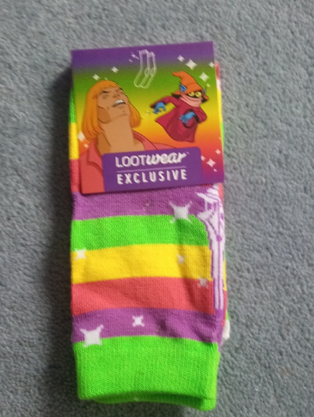 Loot Crate Lootwear Master Of The Universe Rainbow Stripe Crew Socks